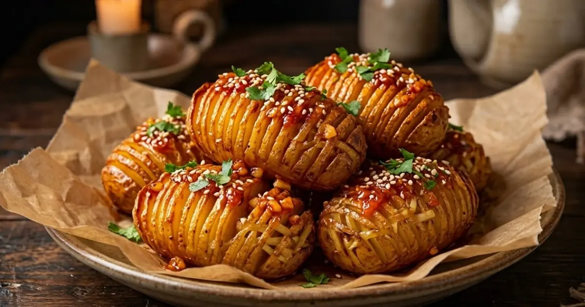 Crispy Garlic Accordion Potatoes – Crunchy, Saucy & Packed with Flavor