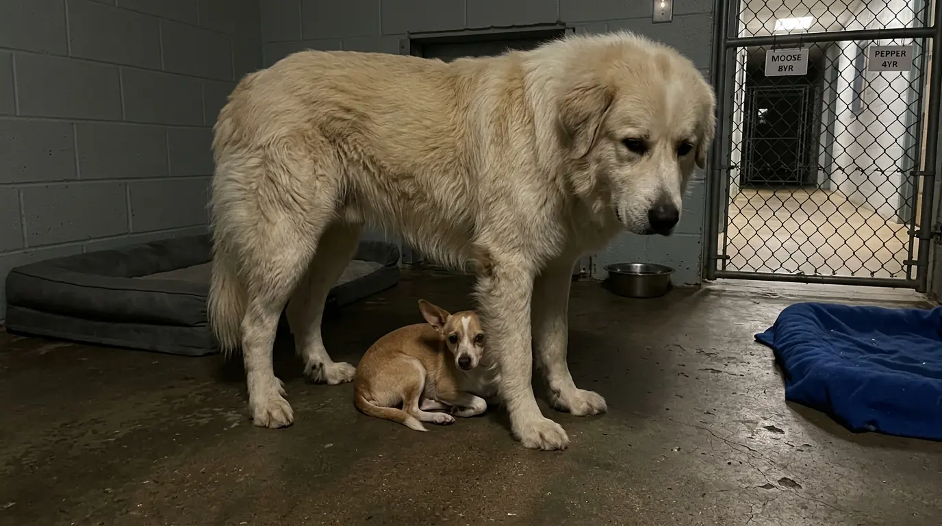 Pepper Sleeps Alone All Day — Then the Lights Go Out and She Crawls Completely Under Moose