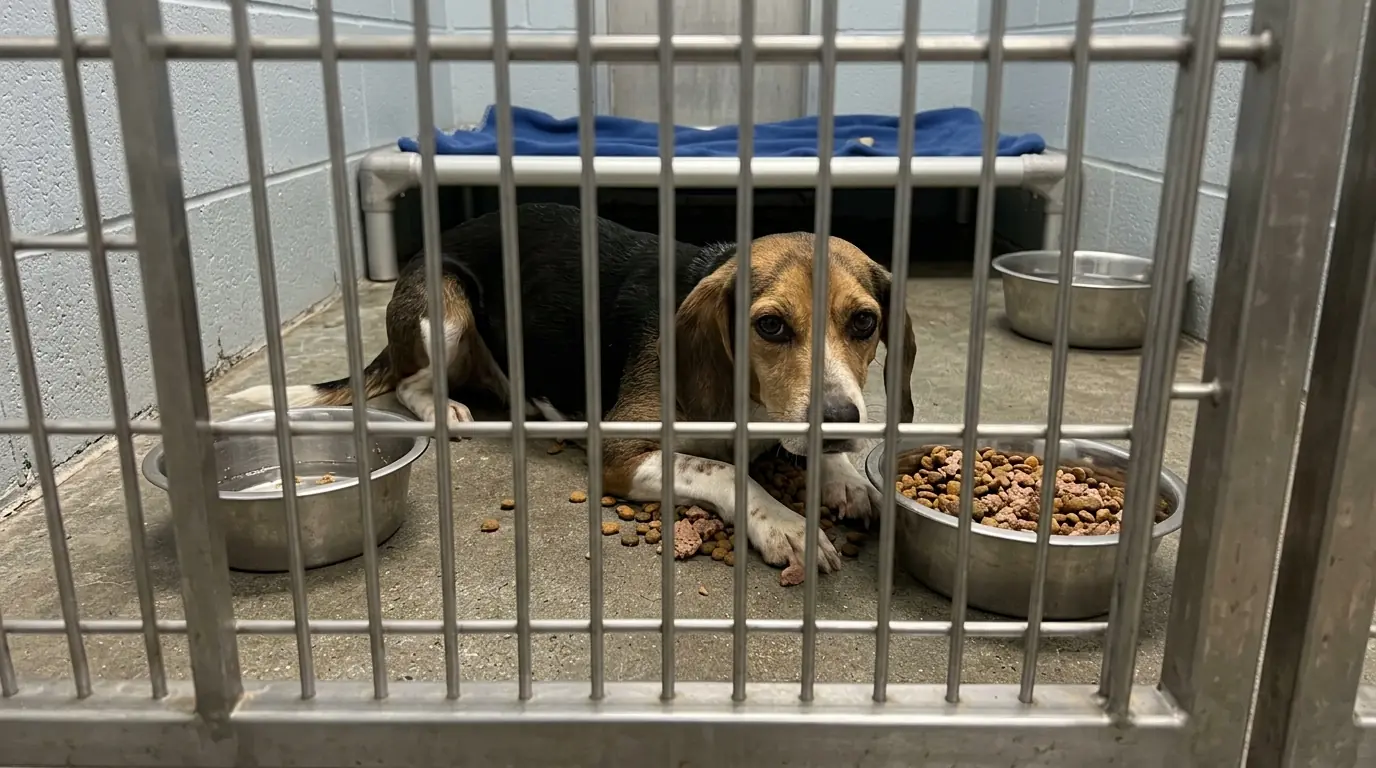 Mabel Eats Only a Few Bites—Then Hides the Rest Beneath Her Body Even With Another Full Bowl Beside Her