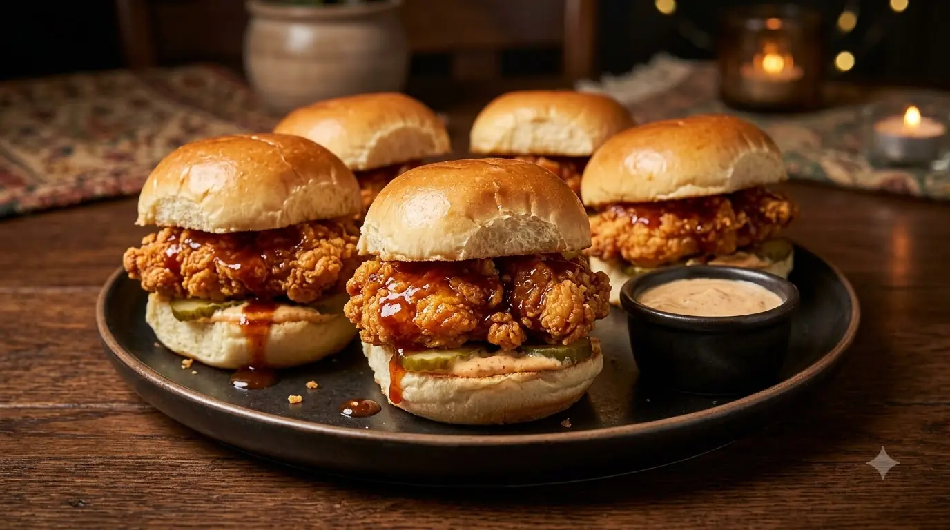 Honey BBQ Chicken Sliders – Crispy, Sticky & Loaded with Spicy Mayo