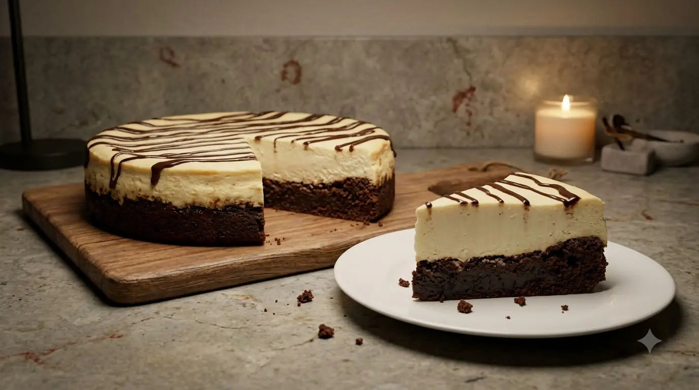 Brownie Bottom Cheesecake – Fudgy, Creamy & Richly Chocolatey
