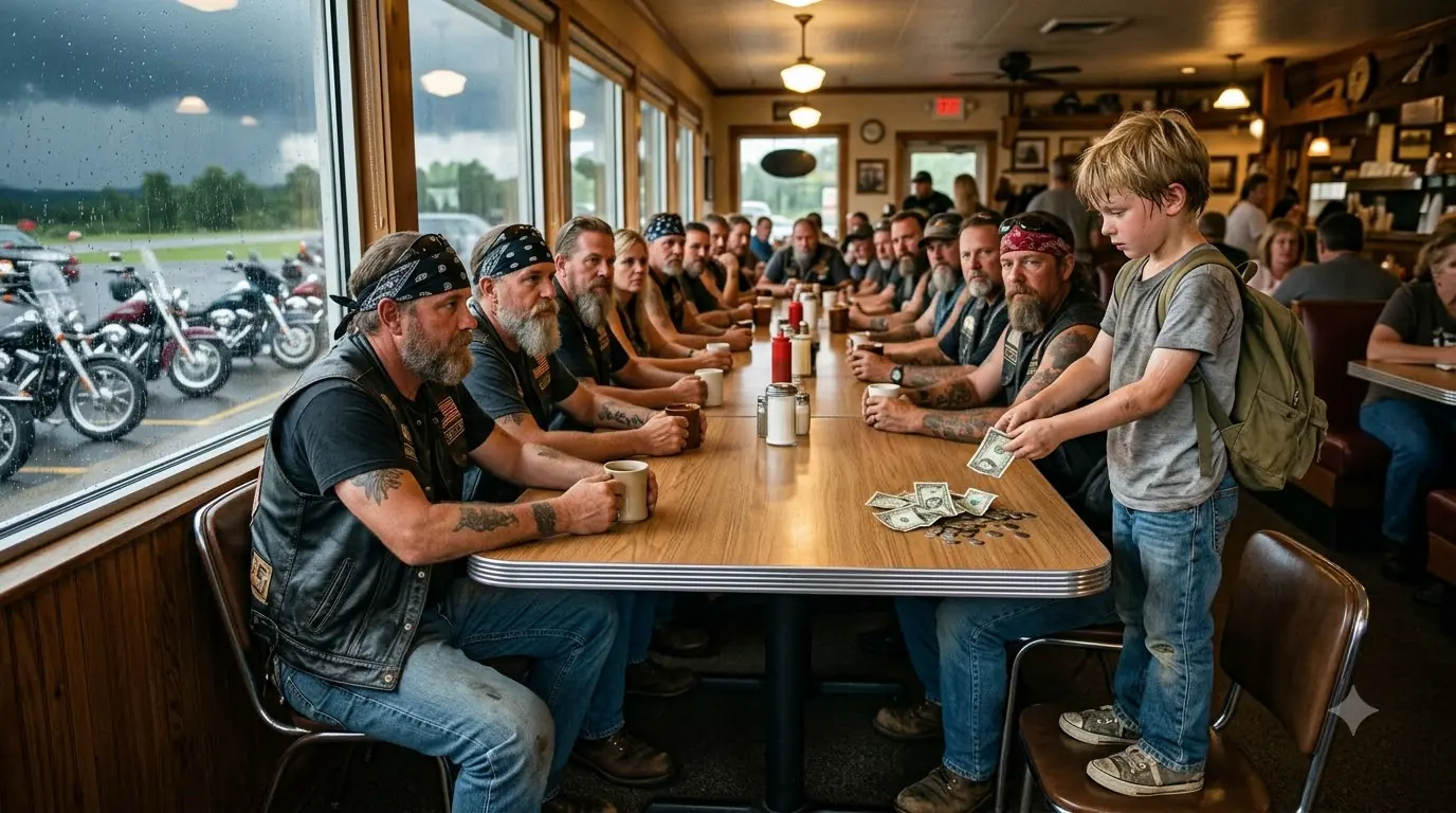 Eight-Year-Old Boy Offered Bikers His Last $6.75 to Save His Mother — Then Their Leader Saw the Photo and Whispered, “That’s My Daughter”