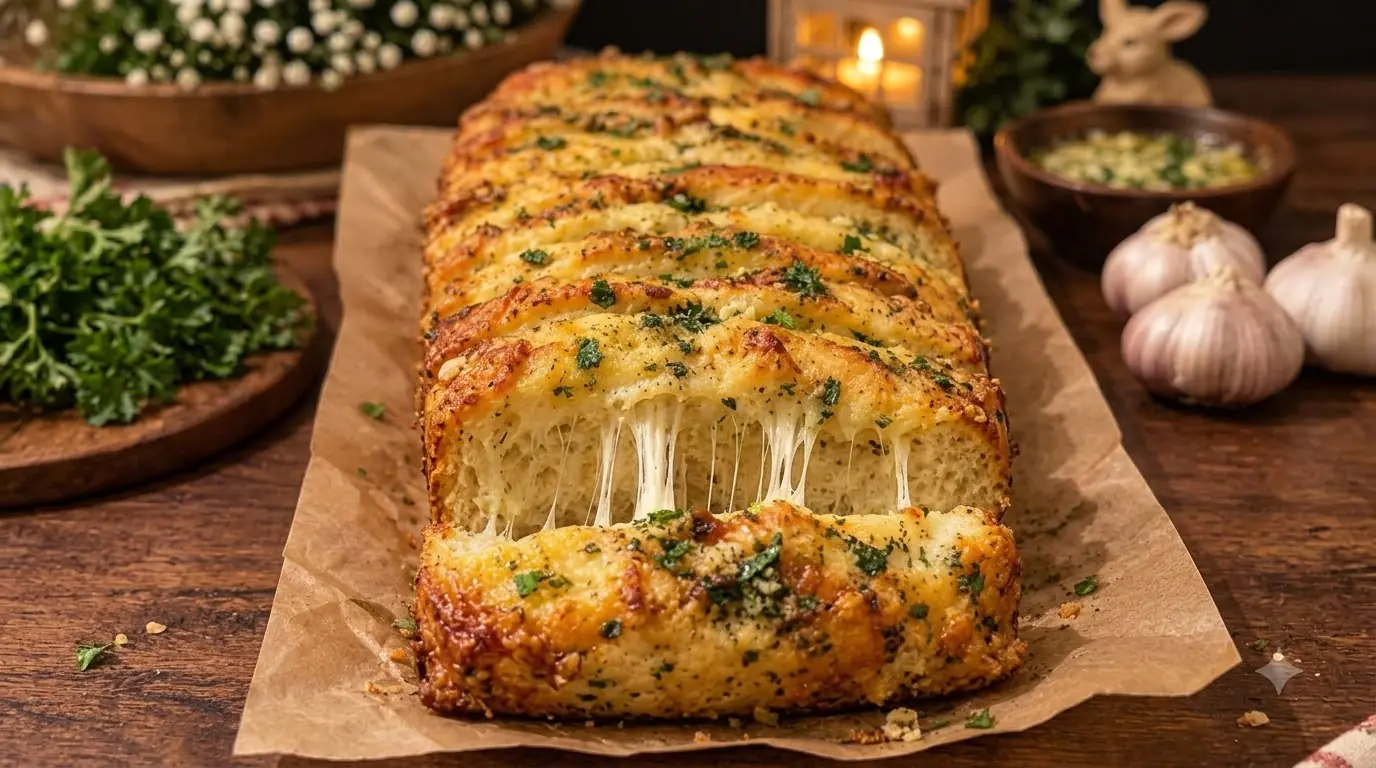 Cheesy Garlic Pull-Apart Bread – Buttery, Fluffy & Loaded with Melted Cheese