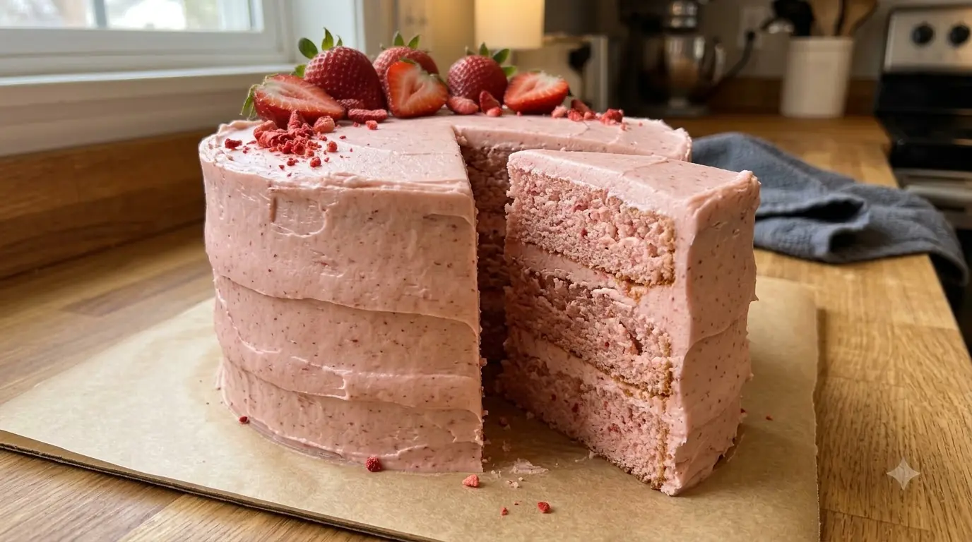 Fresh Strawberry Layer Cake – Moist, Fluffy & Bursting with Real Strawberry Flavor