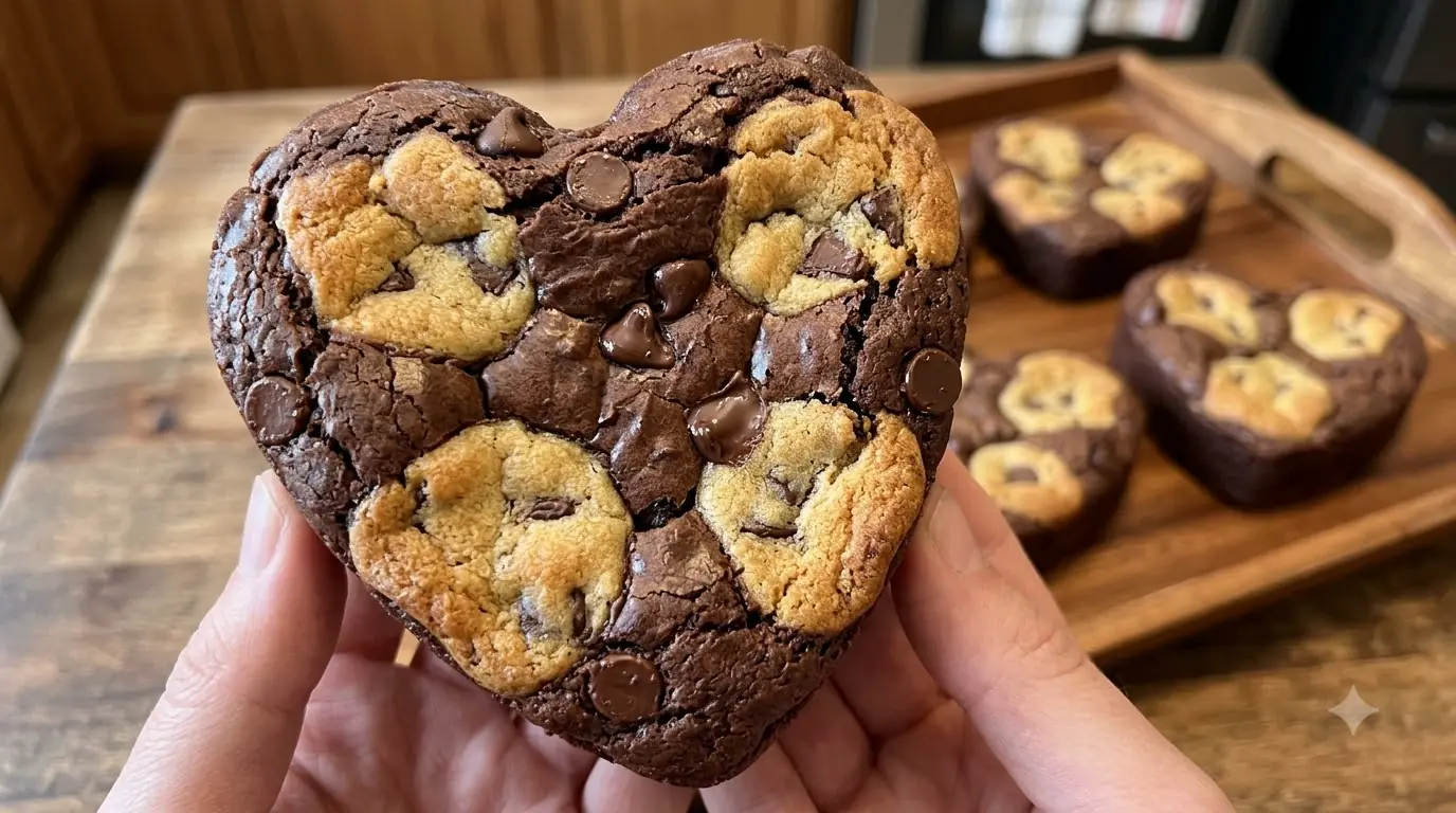 Heart-Shaped Brookies – Fudgy, Buttery & Loaded with Chocolate