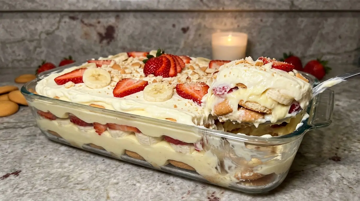 Strawberry Banana Pudding Dream – Creamy, Fruity & Perfect for Make-Ahead Desserts