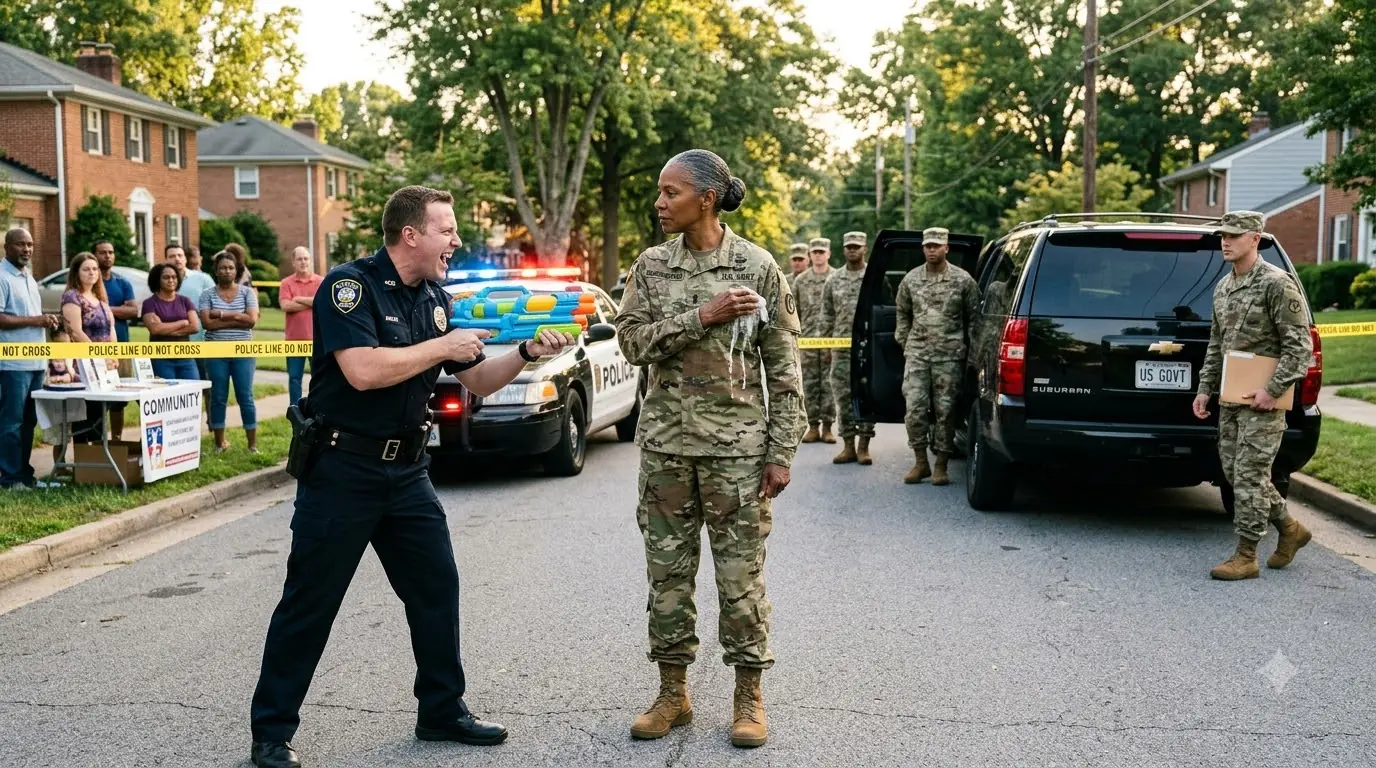 Police Officer Laughed a Woman With a Toy Water Blaster — Then the Entire Street Suddenly Snapped to Attention