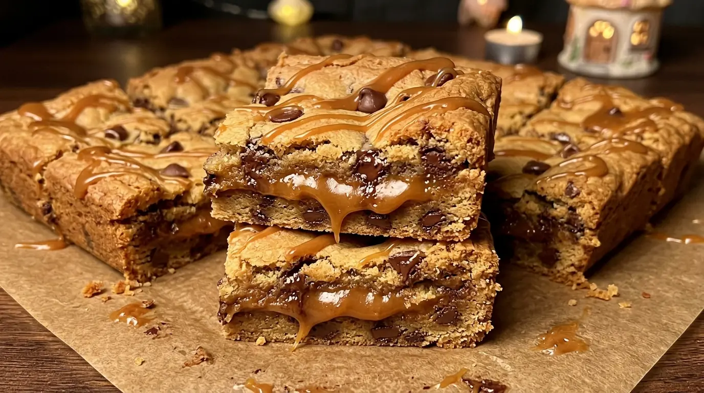 Salted Caramel Cookie Bars – Gooey, Chocolatey & Loaded with Caramel