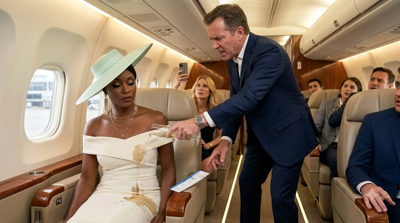 Arrogant First-Class Passenger Poured Champagne Over a Woman to Steal Her Window Seat — Then the Airline’s Chief Legal Officer Walked In
