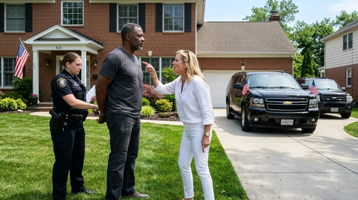 She Called Police on a Homeowner in His Own Yard — Then a Black SUV Pulled Into the Driveway and Everything Changed