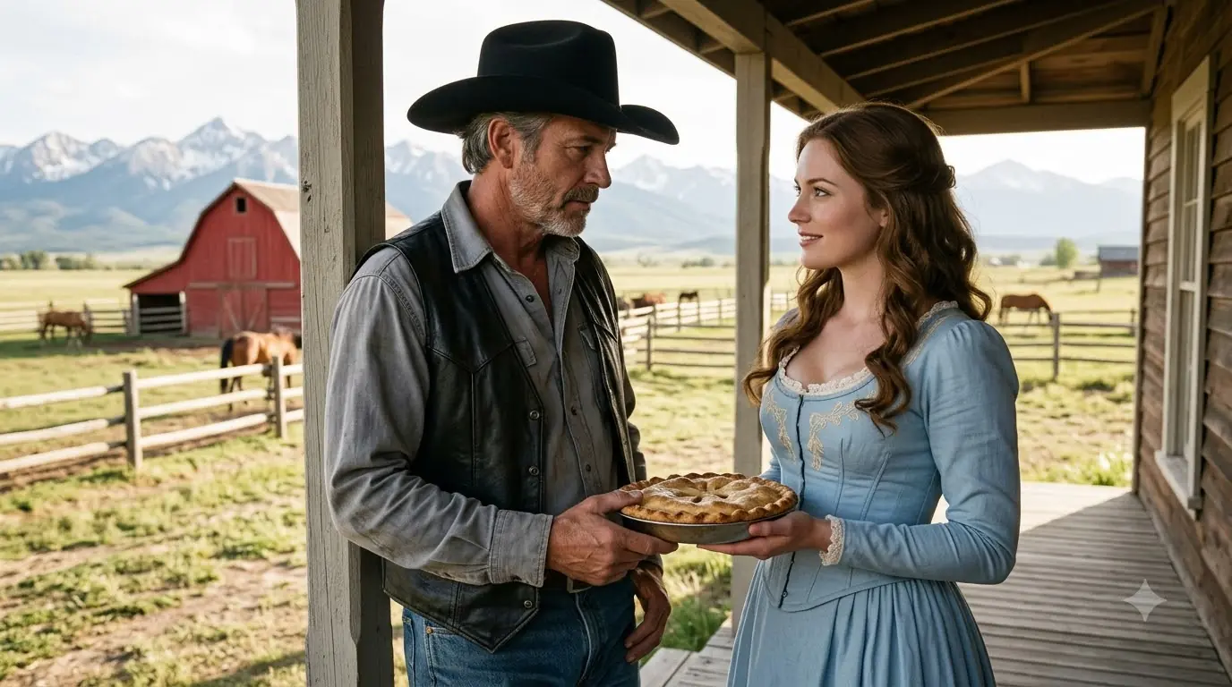 She Brought Apple Pie to the Widowed Rancher Every Tuesday — Then One Teasing Sentence Made Him Realize She Had Never Come for the Pie