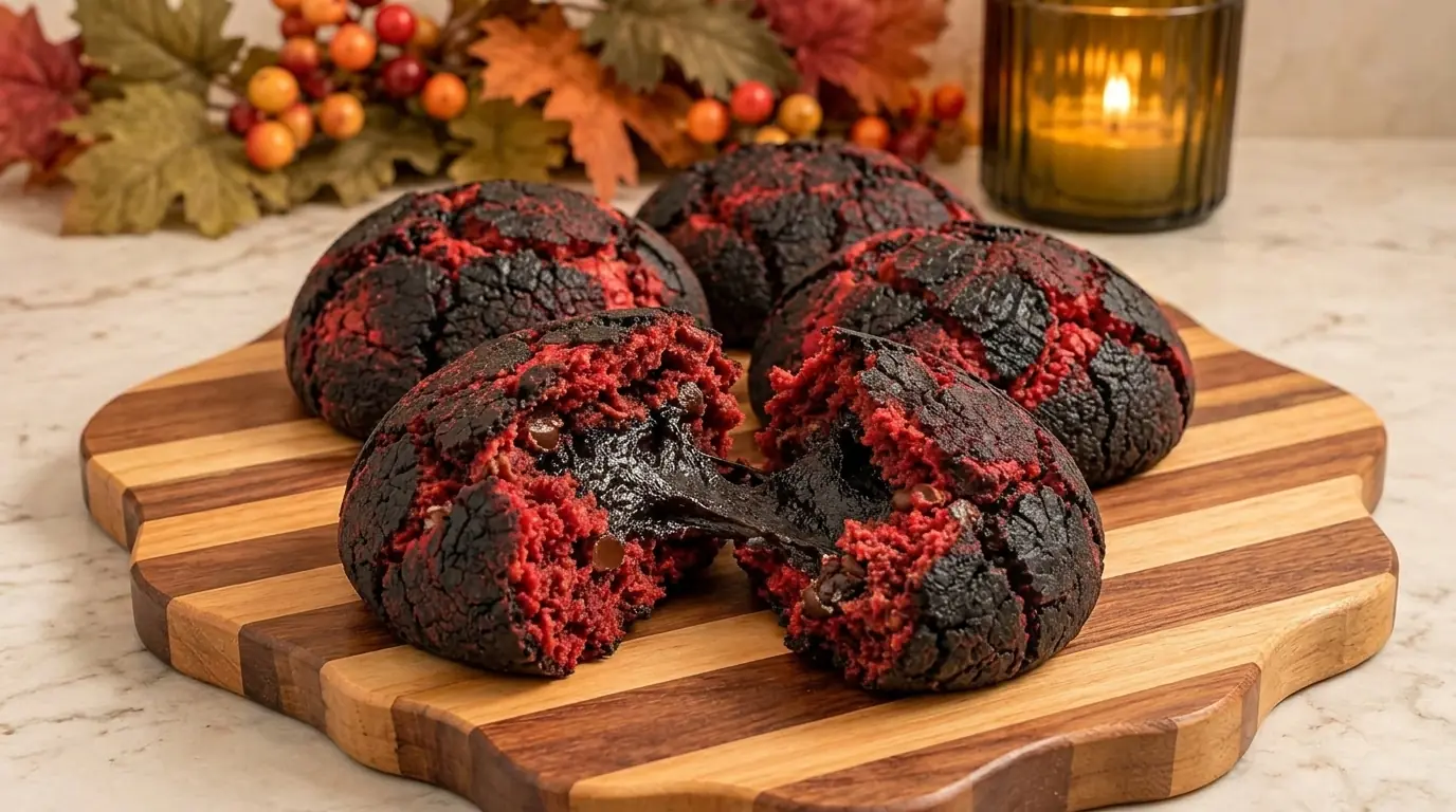Halloween Cheesecake Crinkle Cookies – Fudgy, Spooky & Cream Cheese Stuffed