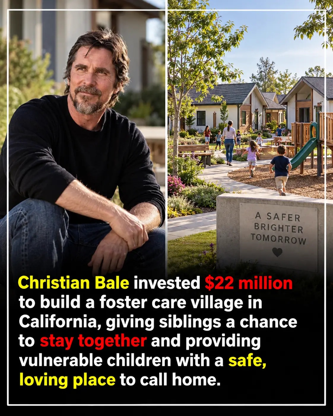 Christian Bale Helps Bring a $22 Million Foster Care Village to Life After Nearly 20 Years of Work