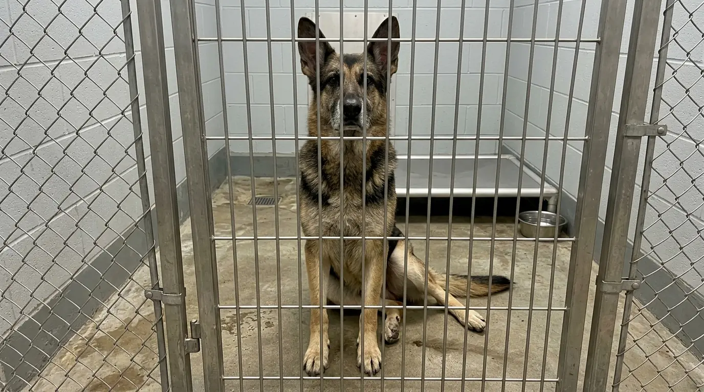 Duke Still Sits at the Kennel Door Like He’s Waiting for a Command—Until His Back Legs Can’t Hold Him Anymore