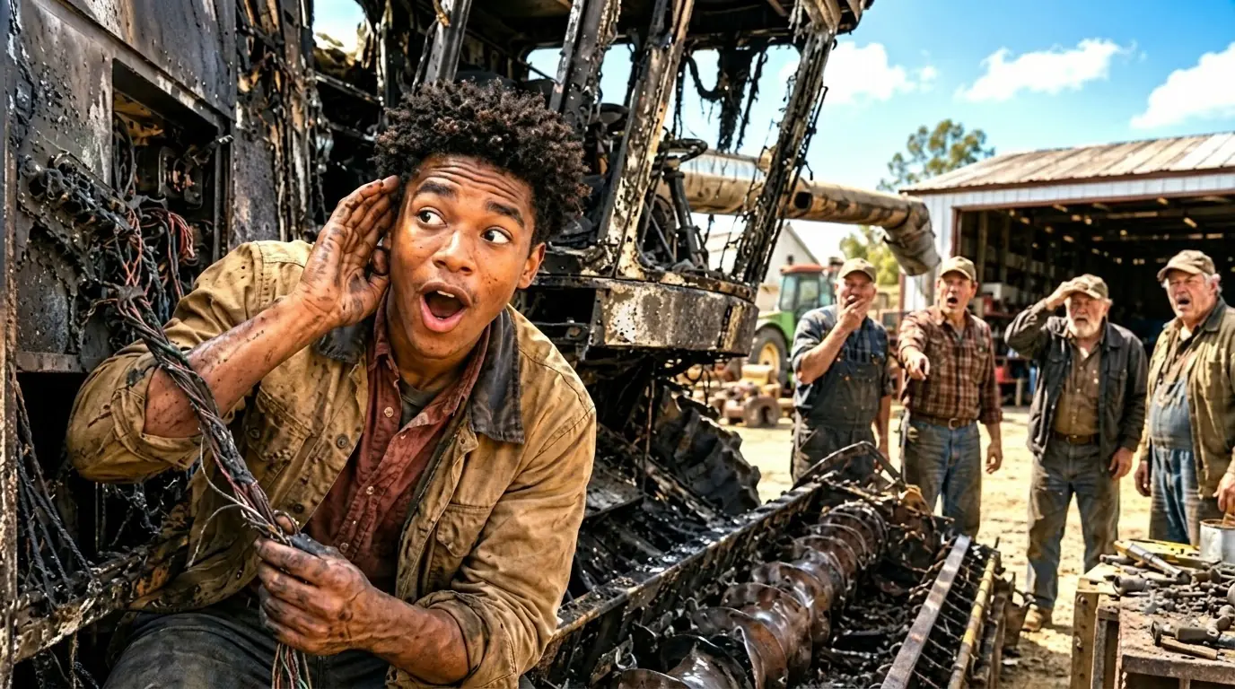Four Mechanics Wrote Off the Burned Combine — Until a Black Boy Found What They Missed