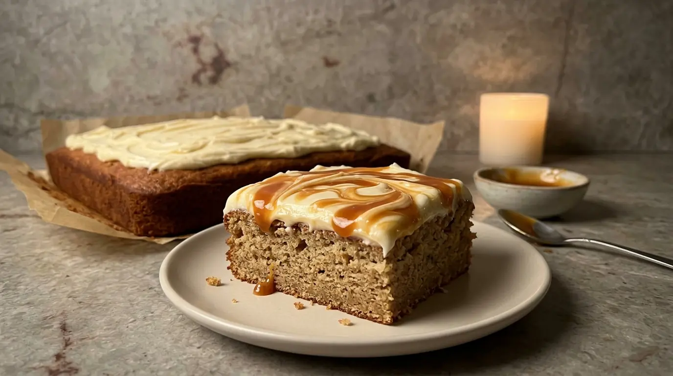 Brown Butter Banana Cake – Extra Moist, Rich & Caramel-Topped