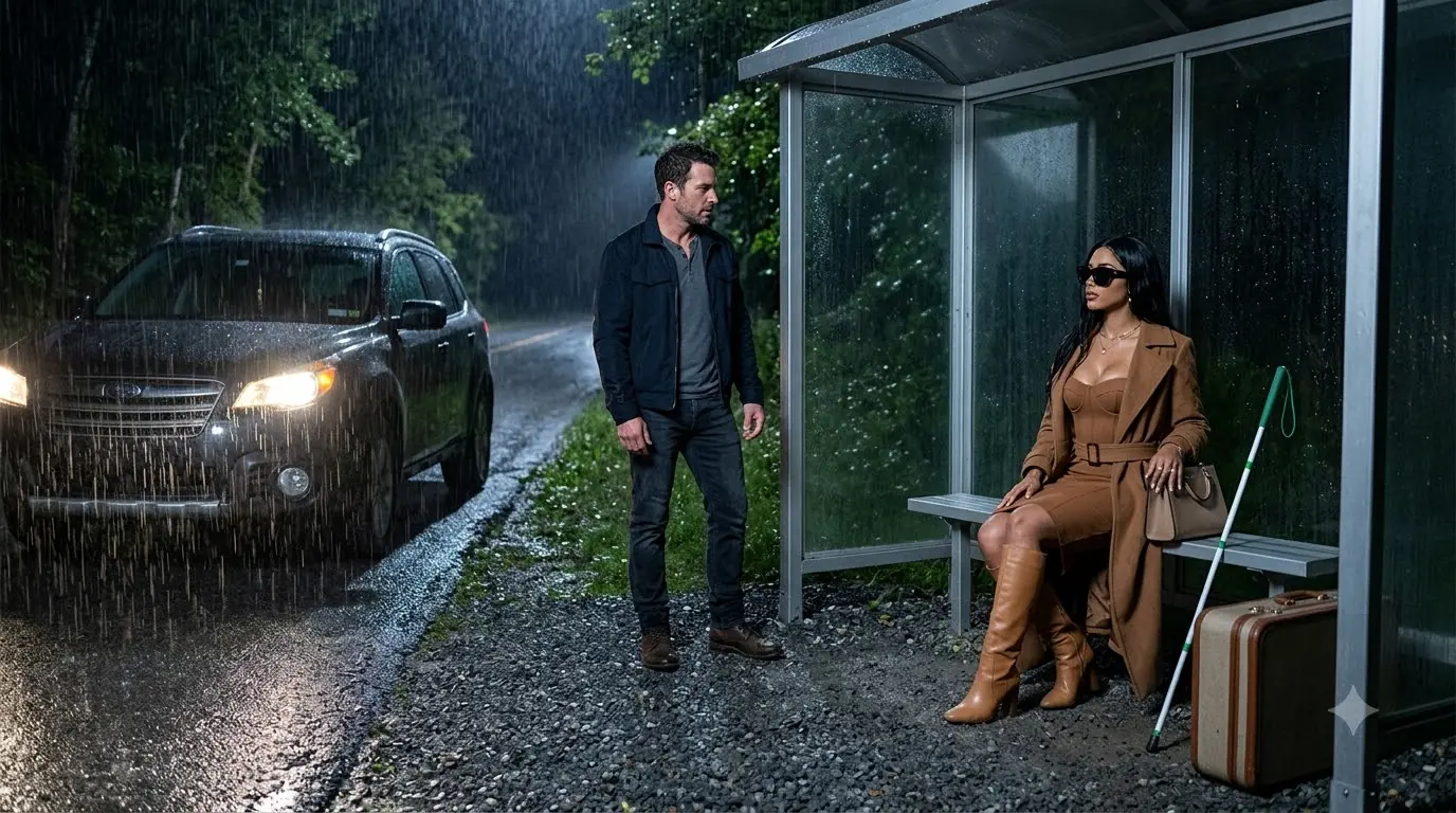A Single Dad Found a Blind Woman Alone at a Dead Bus Stop — Six Days Later, a Doctor Called Him