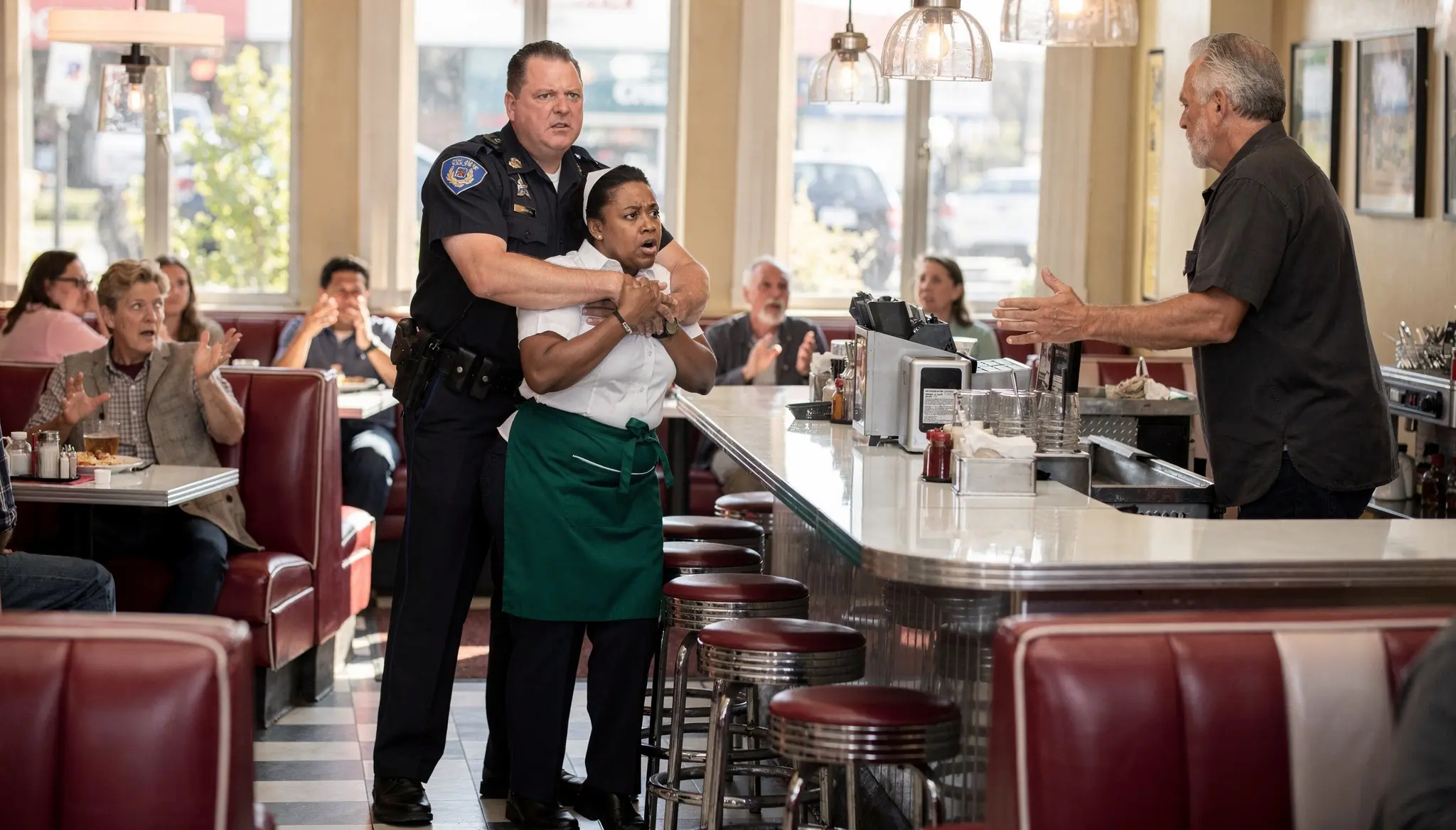 “Don’t Forget I’m a Cop,” He Choked the Black Waitress — Then the Man Behind Him Stood Up