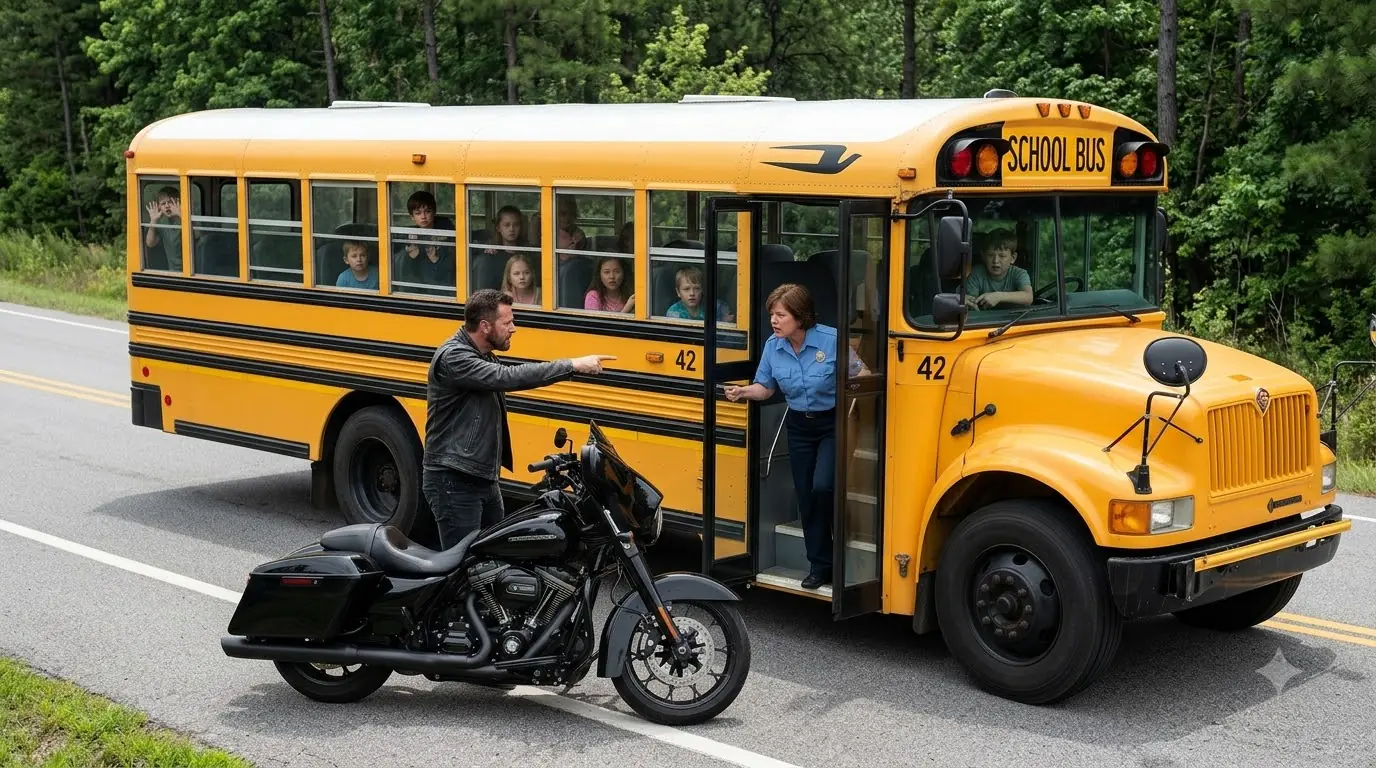 A Biker Forced a School Bus to Stop in the Middle of the Road — Then an 8-Year-Old Boy Pointed Underneath