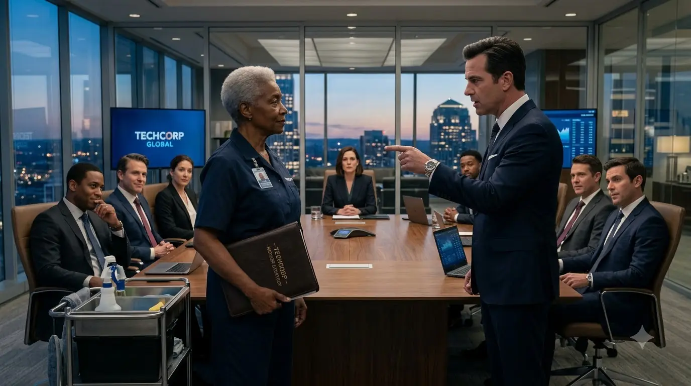 Old Janitor Enters Meeting — They Laughed Until She Shut the Entire Company Down Instantly