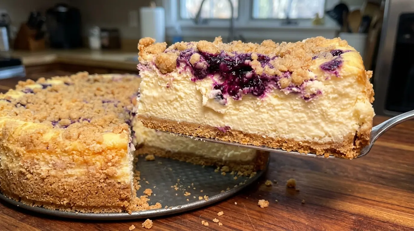 Blueberry Muffin Cheesecake – Creamy, Buttery & Loaded with Blueberry Crumble