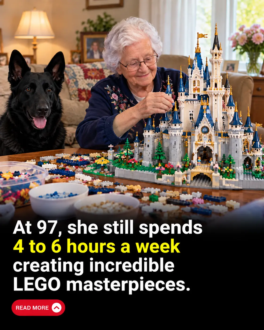 At 97, Mary is still building incredible things—see her inspiring story in the comments. ❤️🧱