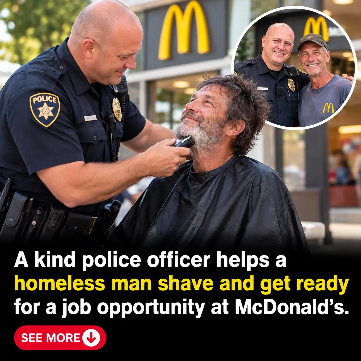Homeless Man Gets a Fresh Start After Police Officer Helps Him Prepare for a McDonald’s Job Interview