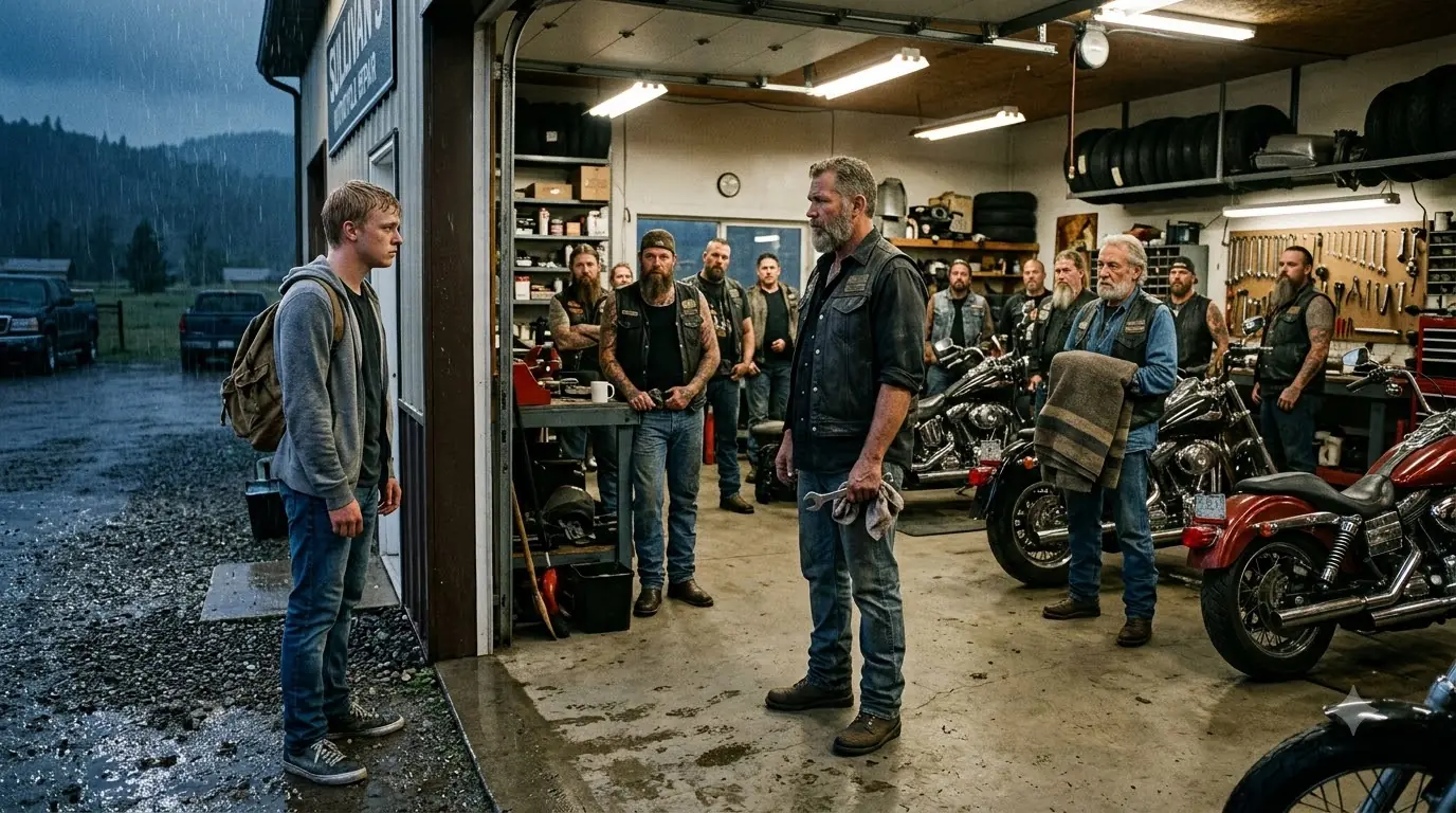 “Can I Sleep in Your Garage?” Abandoned Man Asks Biker — Hells Angels Arrive and Change Everything