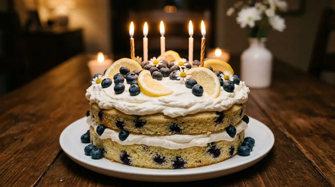 Lemon Blueberry Layer Cake – Bright, Moist & Filled with Mascarpone Chantilly Cream