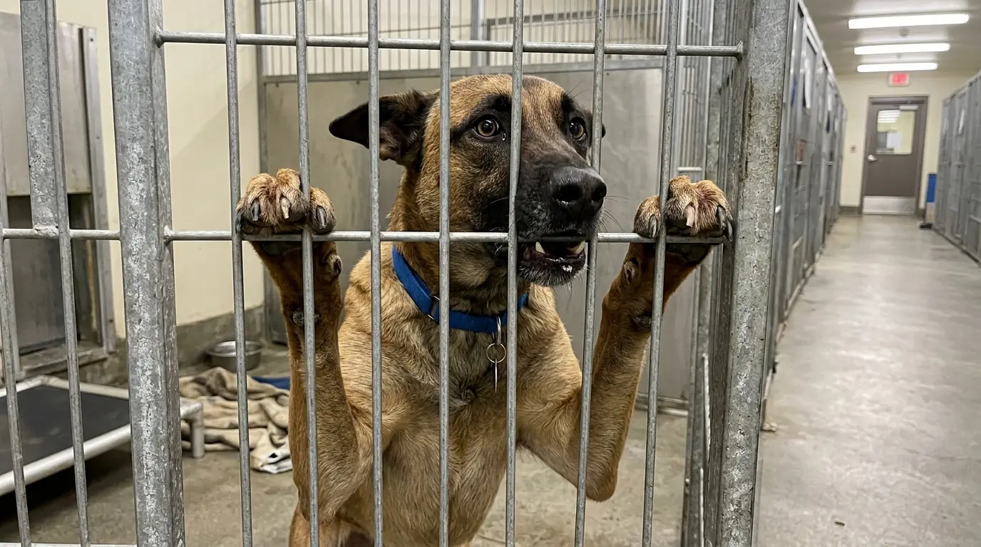 Diesel Stays Calm While Someone Faces Him—But the Moment They Turn Away, He Panics at the Kennel Door