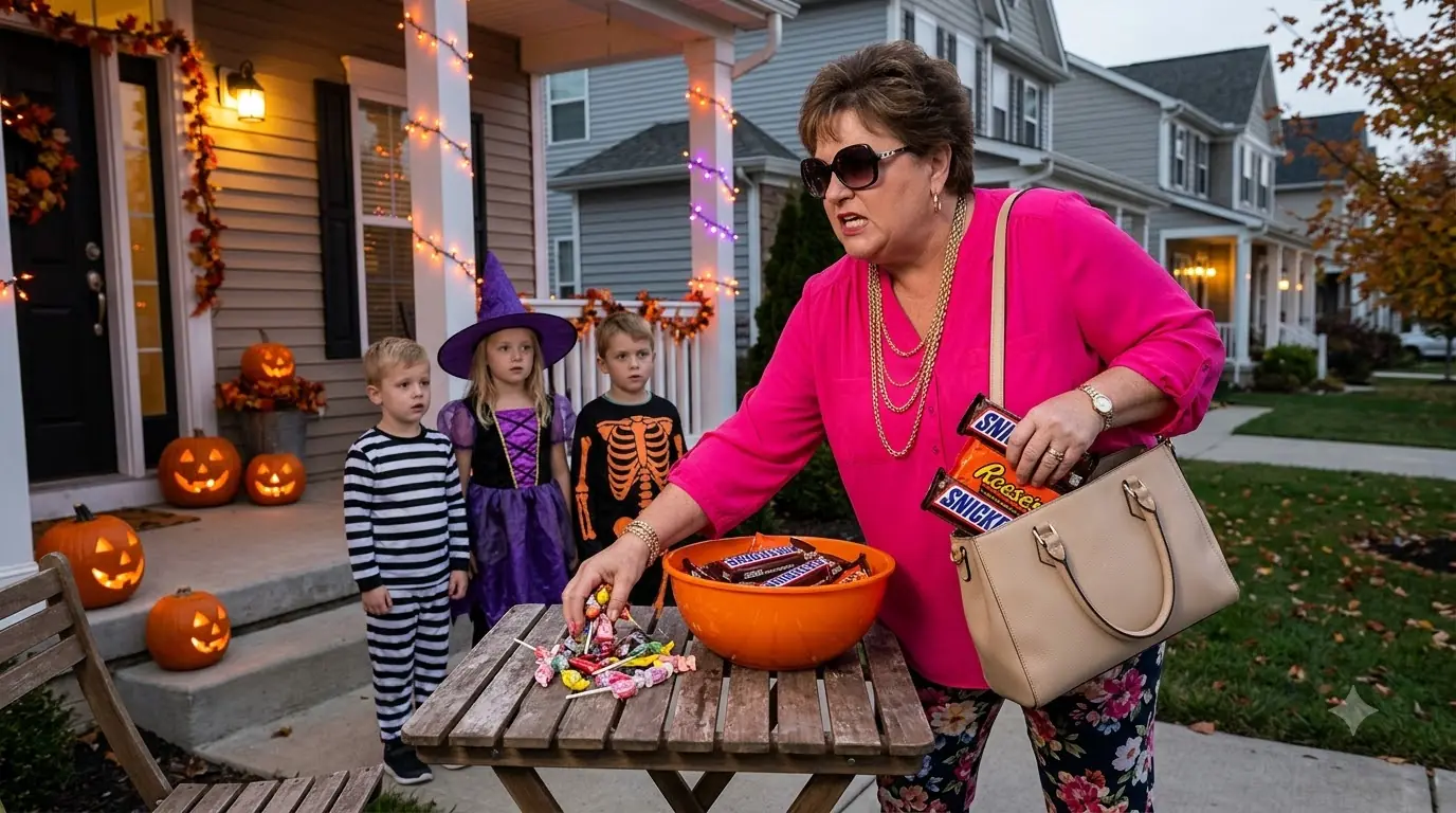 She Took Candy From a Family’s Halloween Porch — Then a Little Boy Pointed Toward the Street