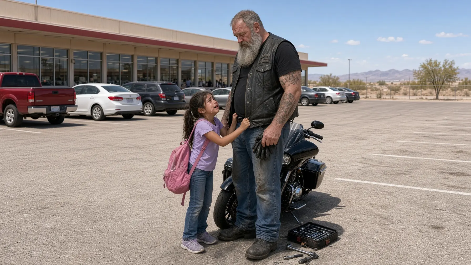 Little Girl Warns the Biker, “Don’t Start Your Bike!” — When He Realized Why, His Face Turned Pale