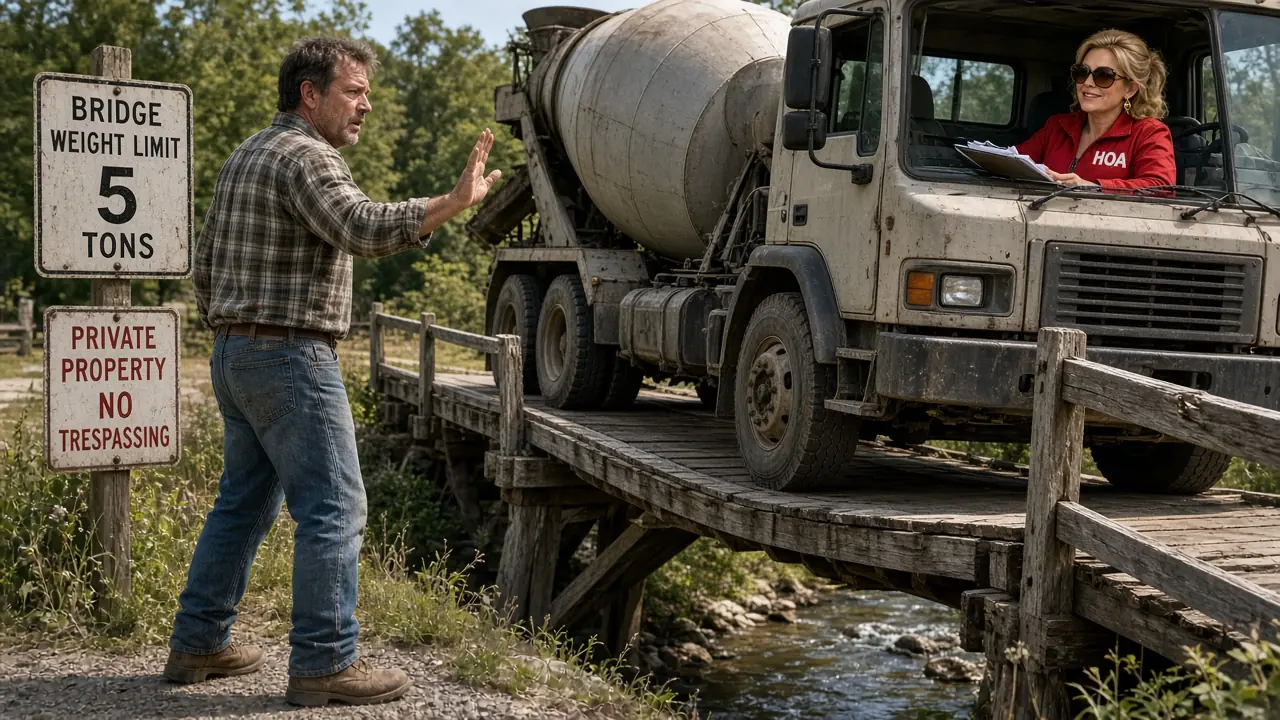 HOA Karen Kept Driving Cement Trucks Across My Little Bridge — So I Set A Trap They Never Saw Coming
