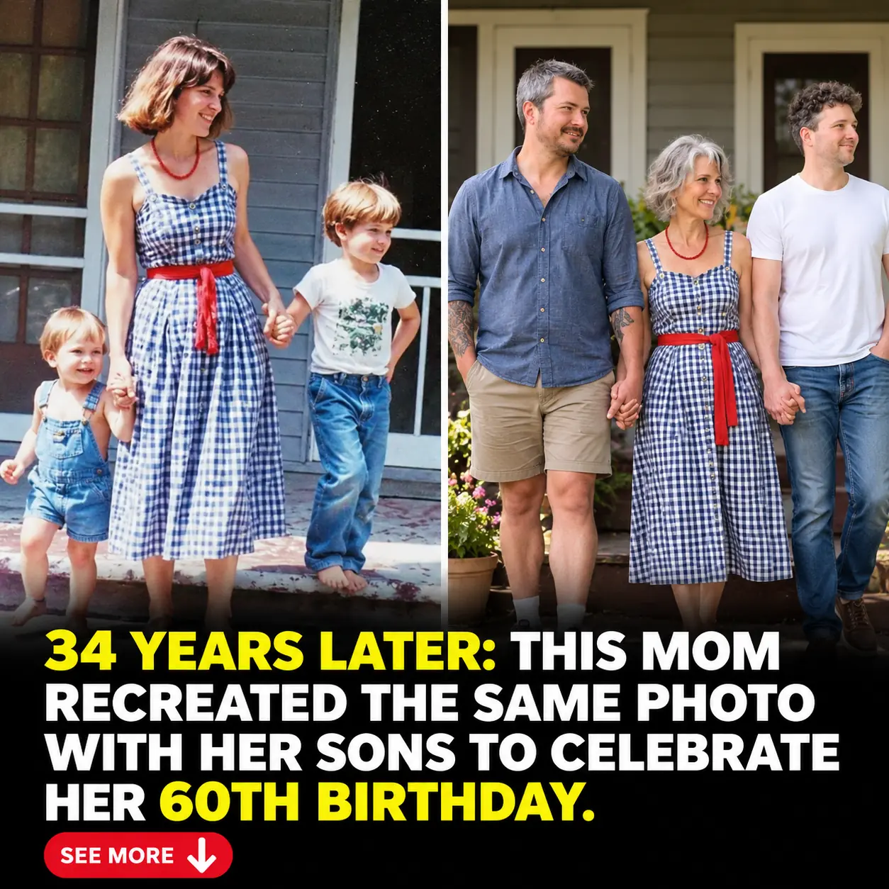 A Mom Recreated a 34-Year-Old Photo With Her Sons for Her 60th Birthday
