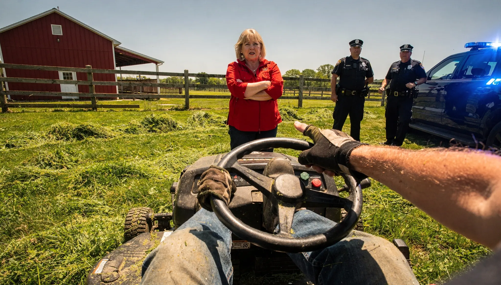 HOA Karen CONFRONTS Me while Mowing My Ranch Yard... Called the COPS to Arrest Me!