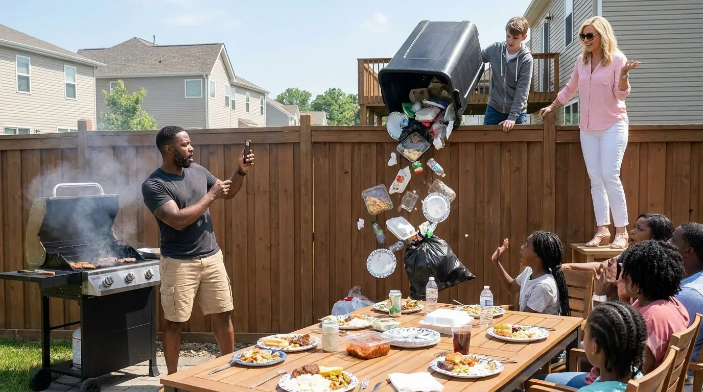 HOA President Sent Her Son to Dump Garbage Over a Family Cookout — Then Four Neighbors Raised Their Hands
