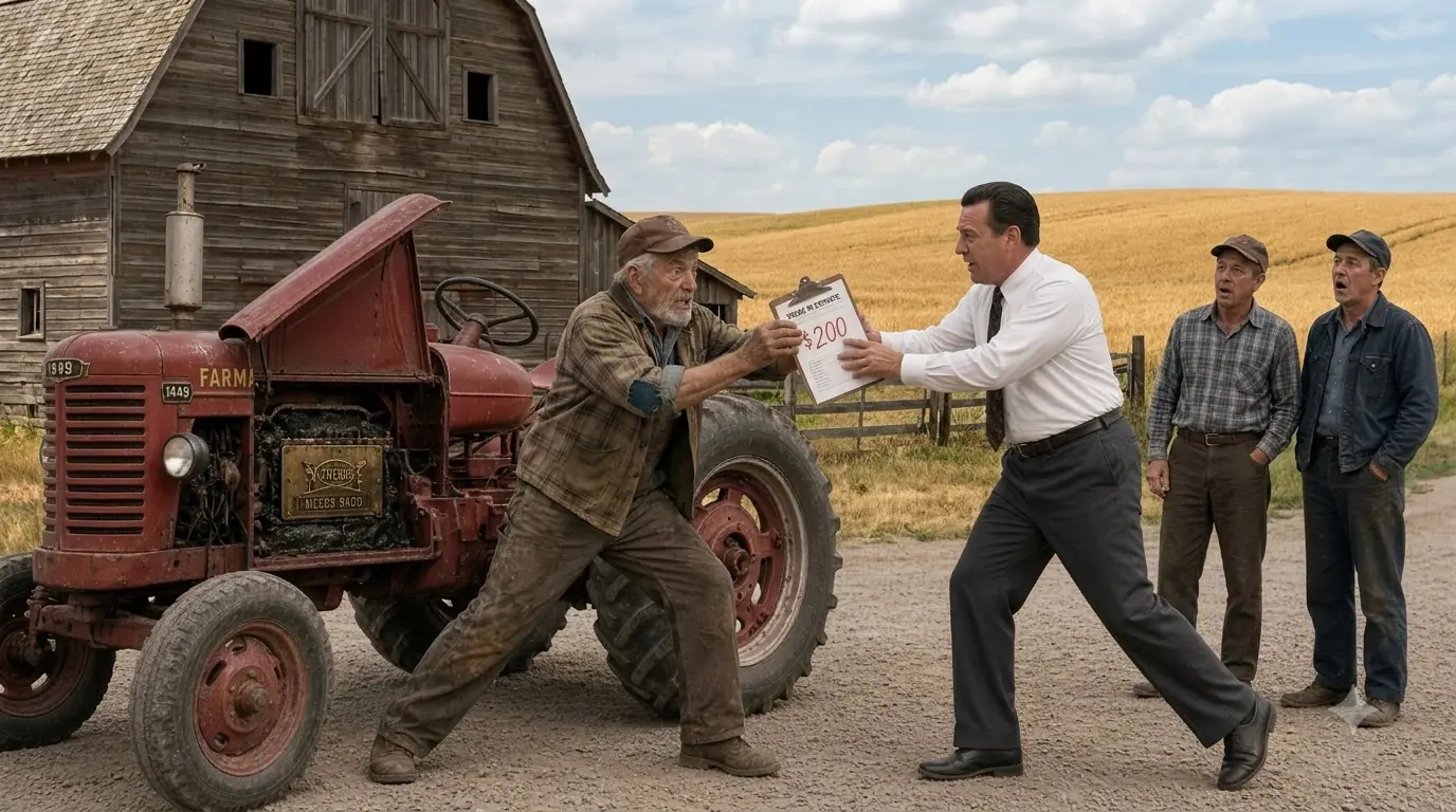 A Dealer Offered $200 for a Farmer’s Rusty 1949 Tractor — Then His Mechanic Grabbed His Arm After Spotting a Hidden Brass Plate