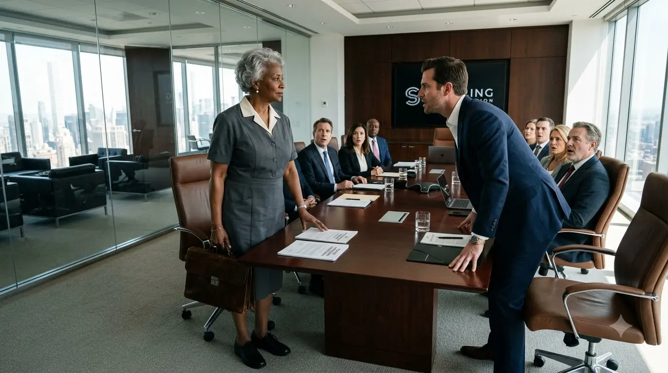Old Janitor Walks Into Board Meeting — Executives Laugh Until She Kicks Them Out of the Company