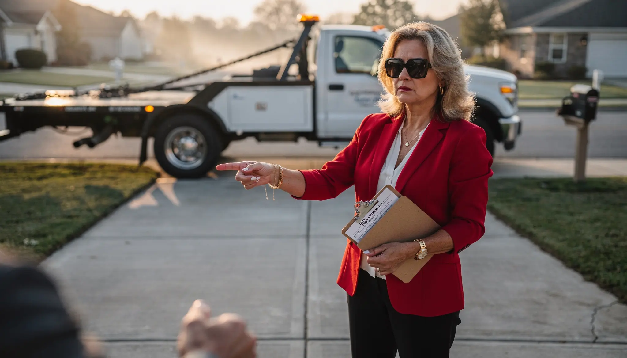 HOA Karen Blocked My Driveway — Then Her Tow Truck Driver Read the Sign and Refused