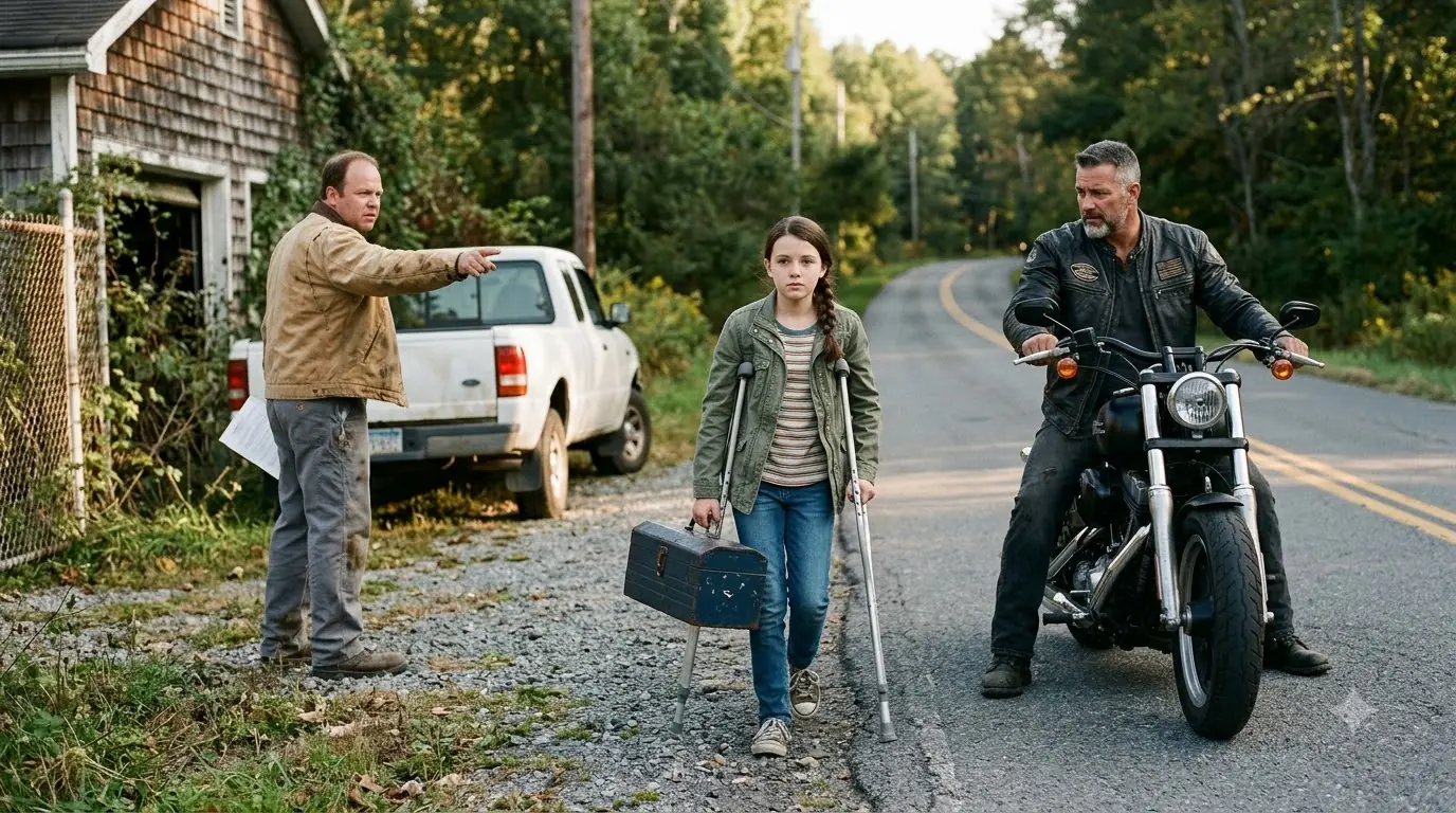 A Girl Walked Toward a Condemned Garage on Crutches — Then a Biker Slowed Down Beside Her