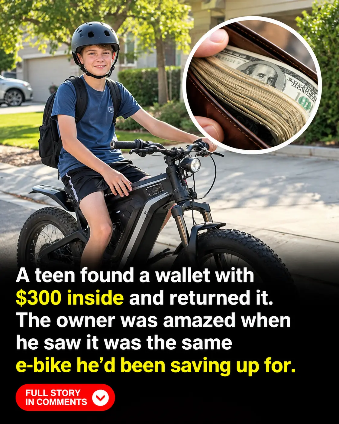14-Year-Old Returns Wallet With $300 — Then a Stranger Rewards His Honesty With the E-Bike of His Dreams