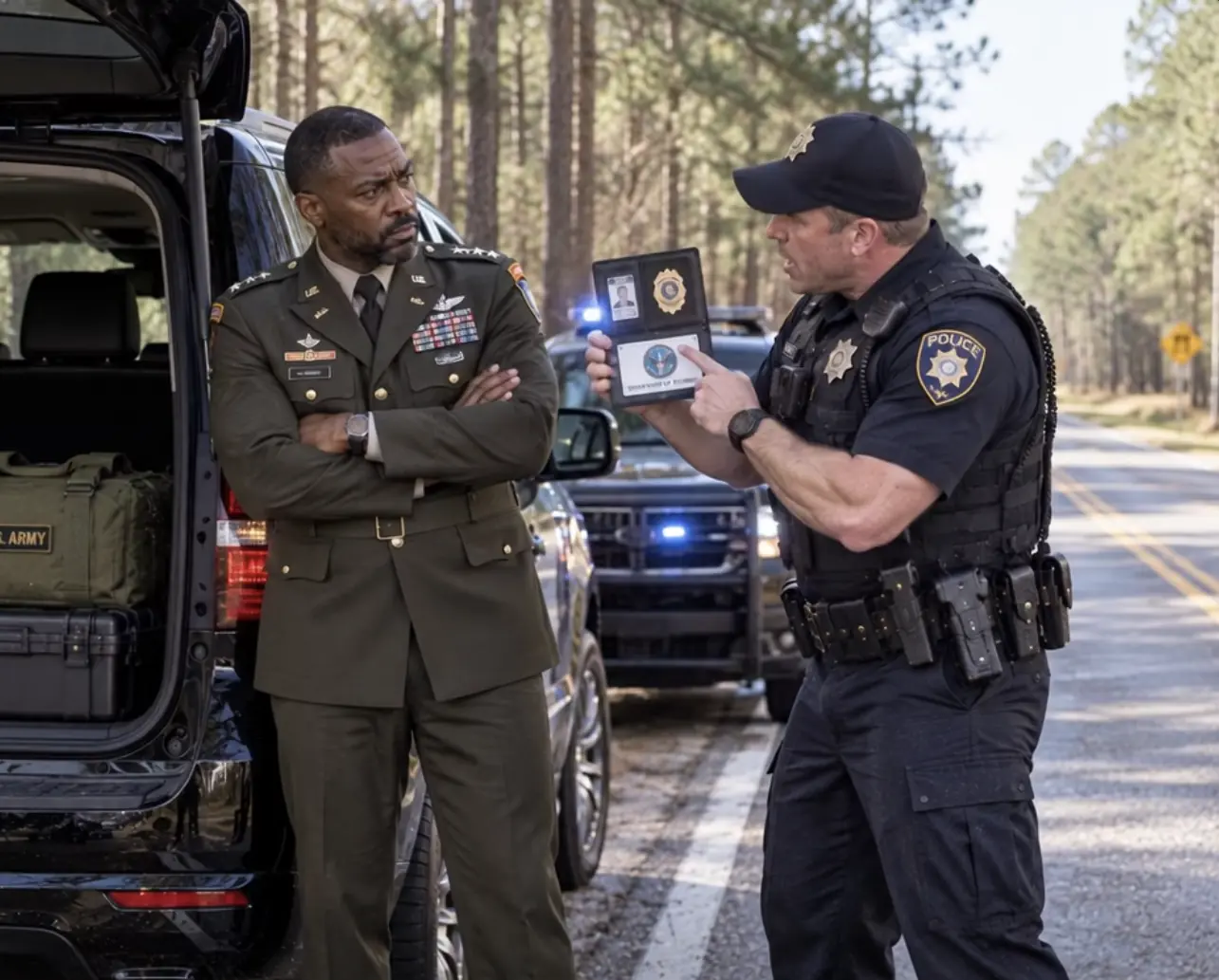 A Highway Officer Kicked a Quiet Driver Beside His SUV — Then Every Radio on the Road Repeated the Same Order
