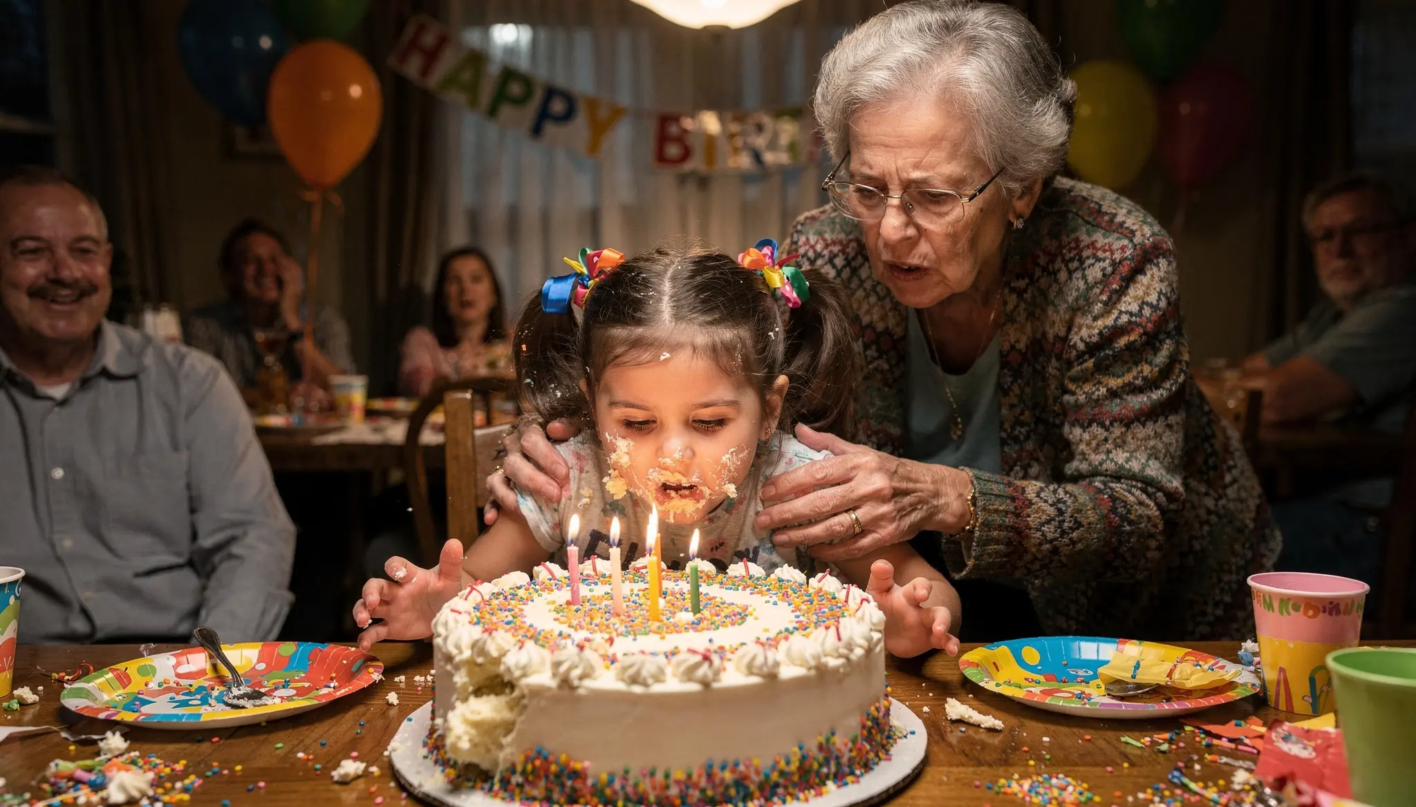 A Little Girl Blew Out Her Birthday Candles — Then Her Grandmother Shoved Her Face Into the Cake