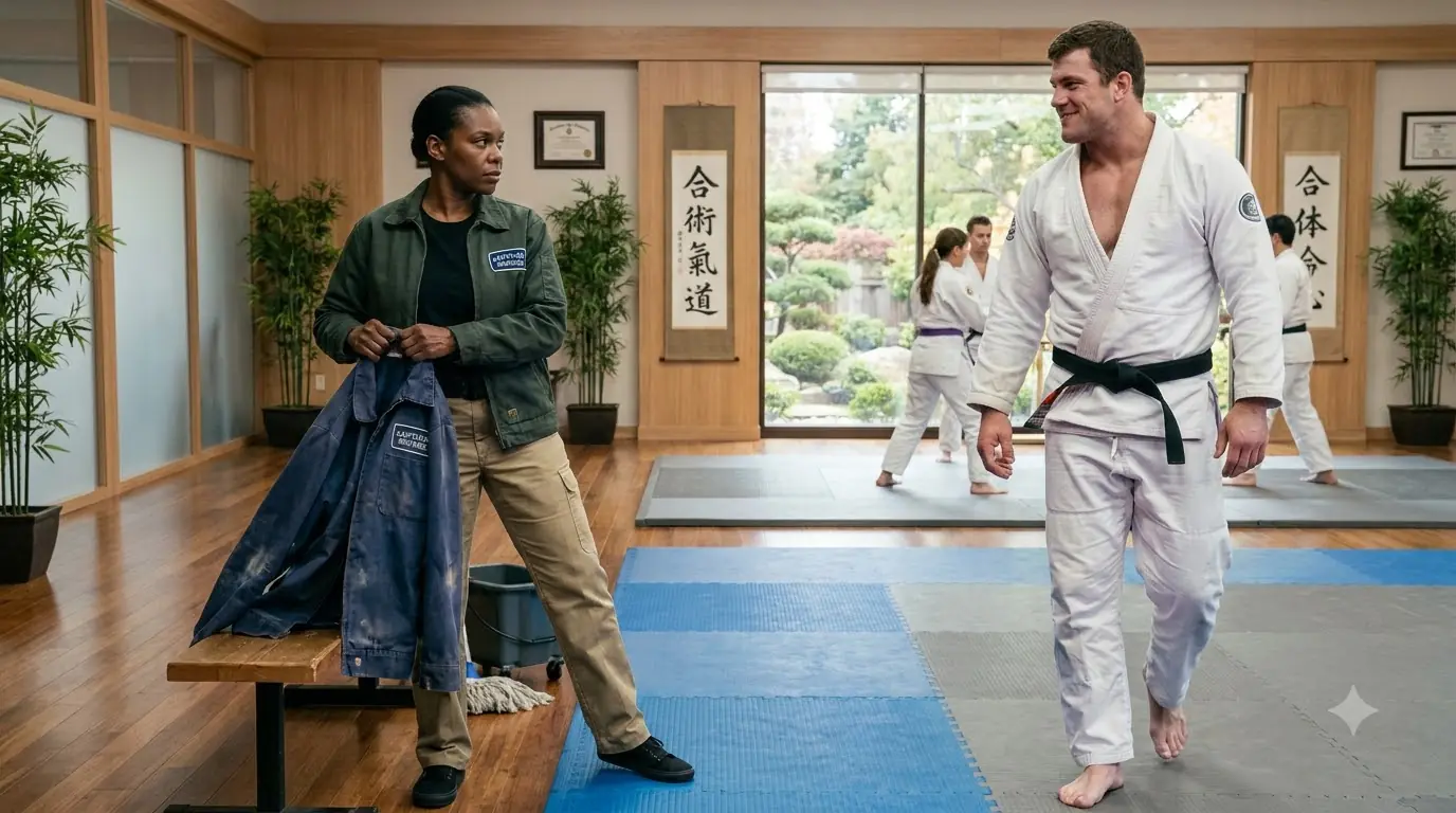 A Black Belt Warned the Janitor, “Don’t Get Hurt” — Then She Calmly Took Off Her Jacket