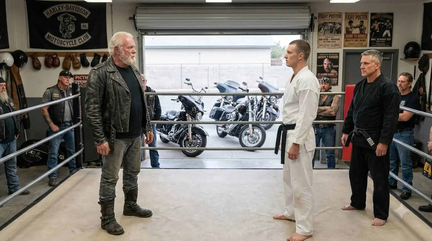 A Cocky Black Belt Challenged an Old Biker for Fun — 90 Seconds Later, the Entire Dojo Went Silent