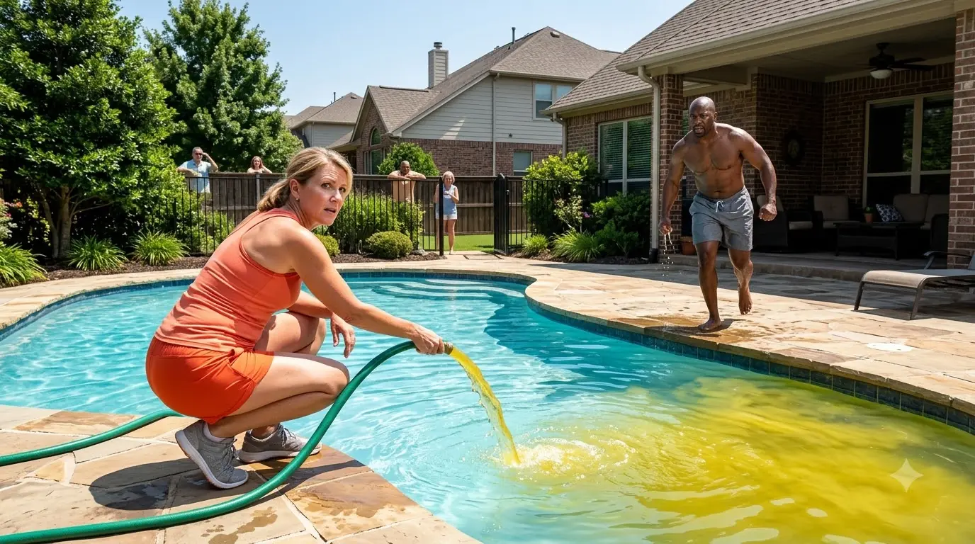The HOA President Slipped Into His Private Backyard With a Green Hose — Then the Pool Began to Change