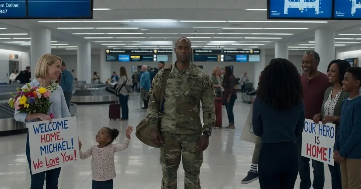 A Soldier Returned Home to a Crowded Airport — Two Welcome Signs Collided Before He Could Reach His Family