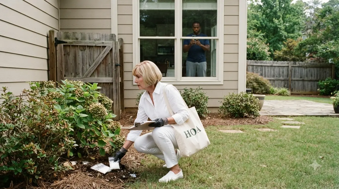 The HOA President Hid Something in a Homeowner’s Backyard — Then Someone Behind the Window Saw Everything