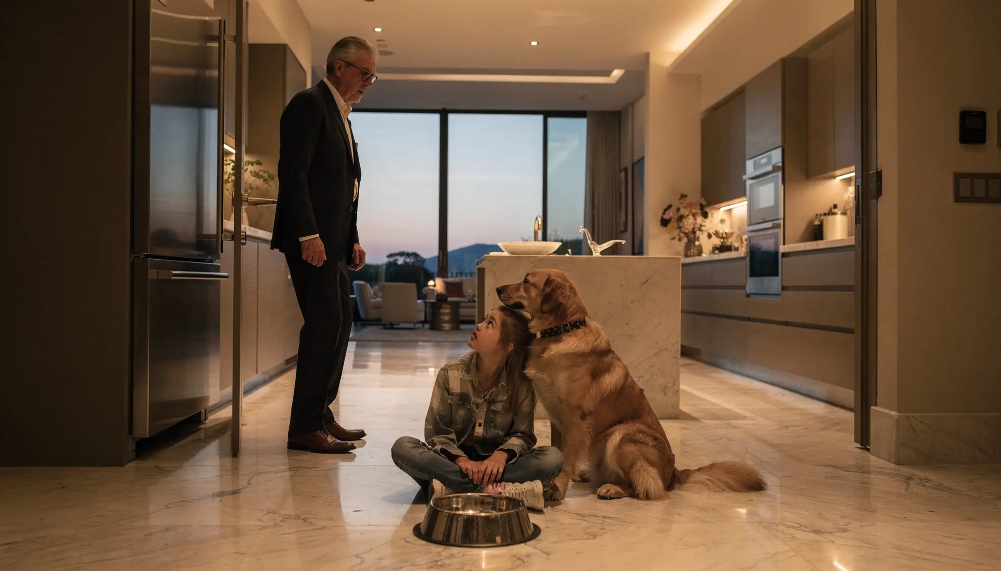 A Billionaire Came Home Early and Found His Daughter Beside the Dog’s Bowl — Then She Asked If He Was Sending Her Away