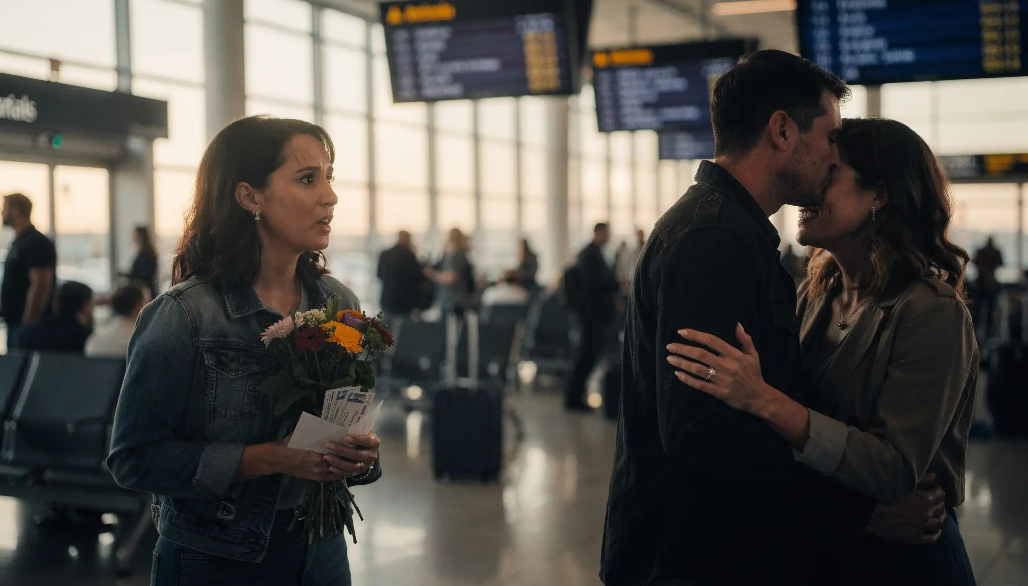 She Arrived With Flowers and Two Plane Tickets — Then She Saw the Ring on Another Woman’s Hand